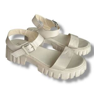 Cream Chunky Platform Sandals with Rugged Sole